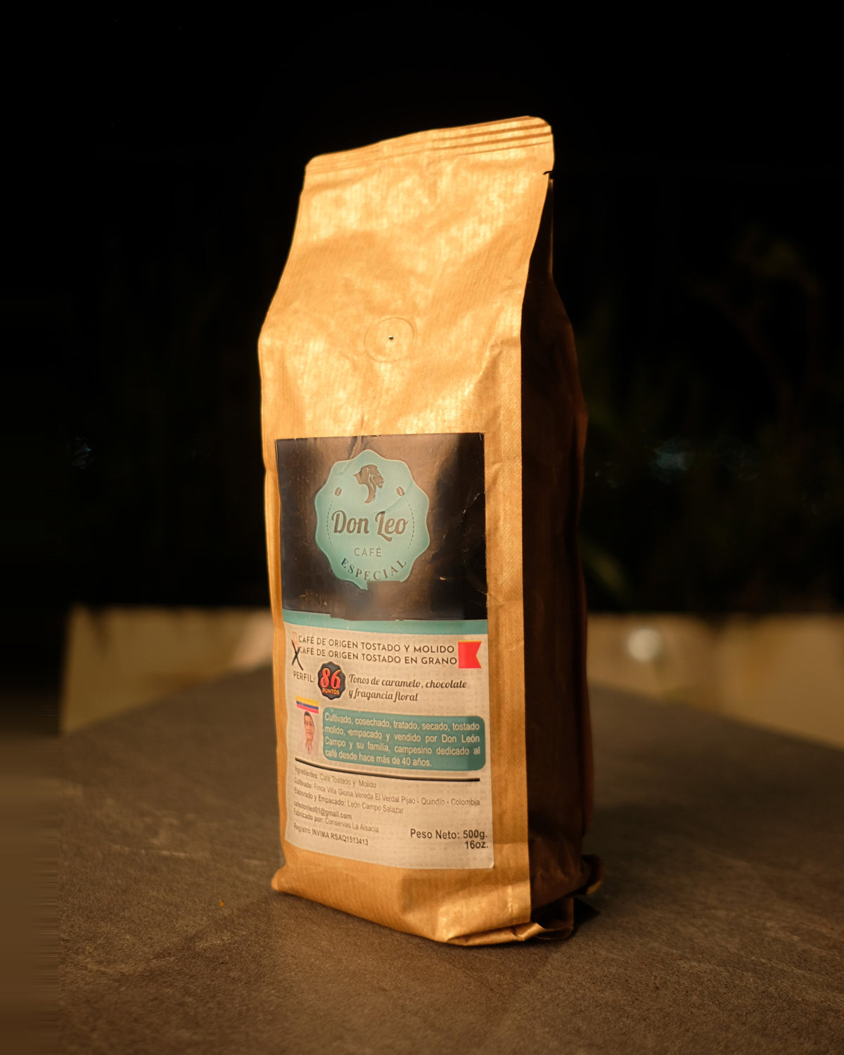Bolsa kraft de 500 g del café especial de Don Leo